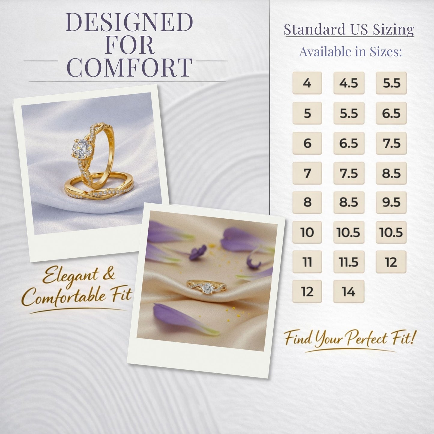 QueenaWeddingRingSetAnniversaryBandEngagementRingforWomenSterlingSterlingCzGingerLyneCollection_Gold/Sterling-7
