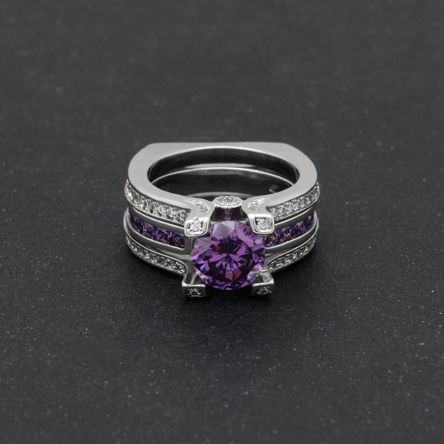 SkylarWeddingRingSetforWomenEngagementRingandMatchingBandCzGingerLyneCollection_Purple/Purple-4