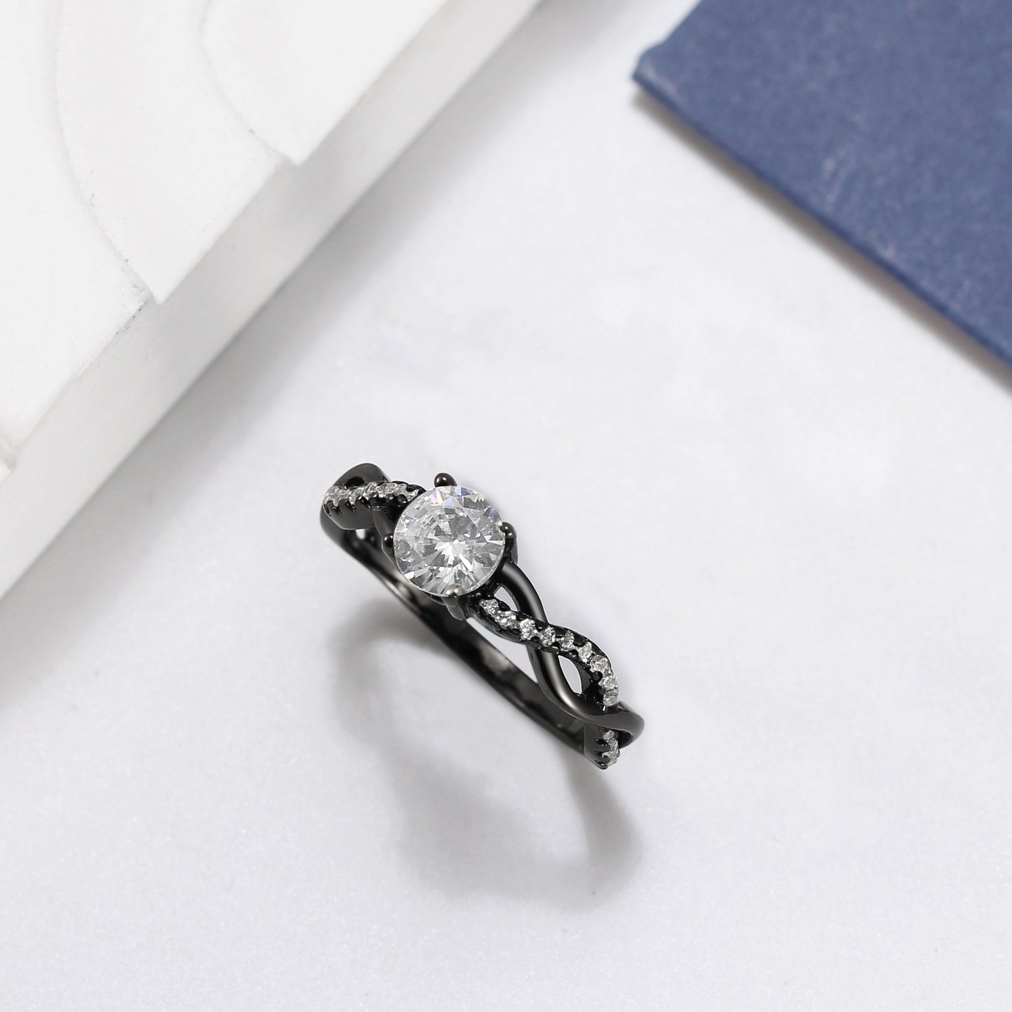 QueenaEngagementRingforWomenSterlingSilverCZGingerLyneCollection_BlackClearStones-5