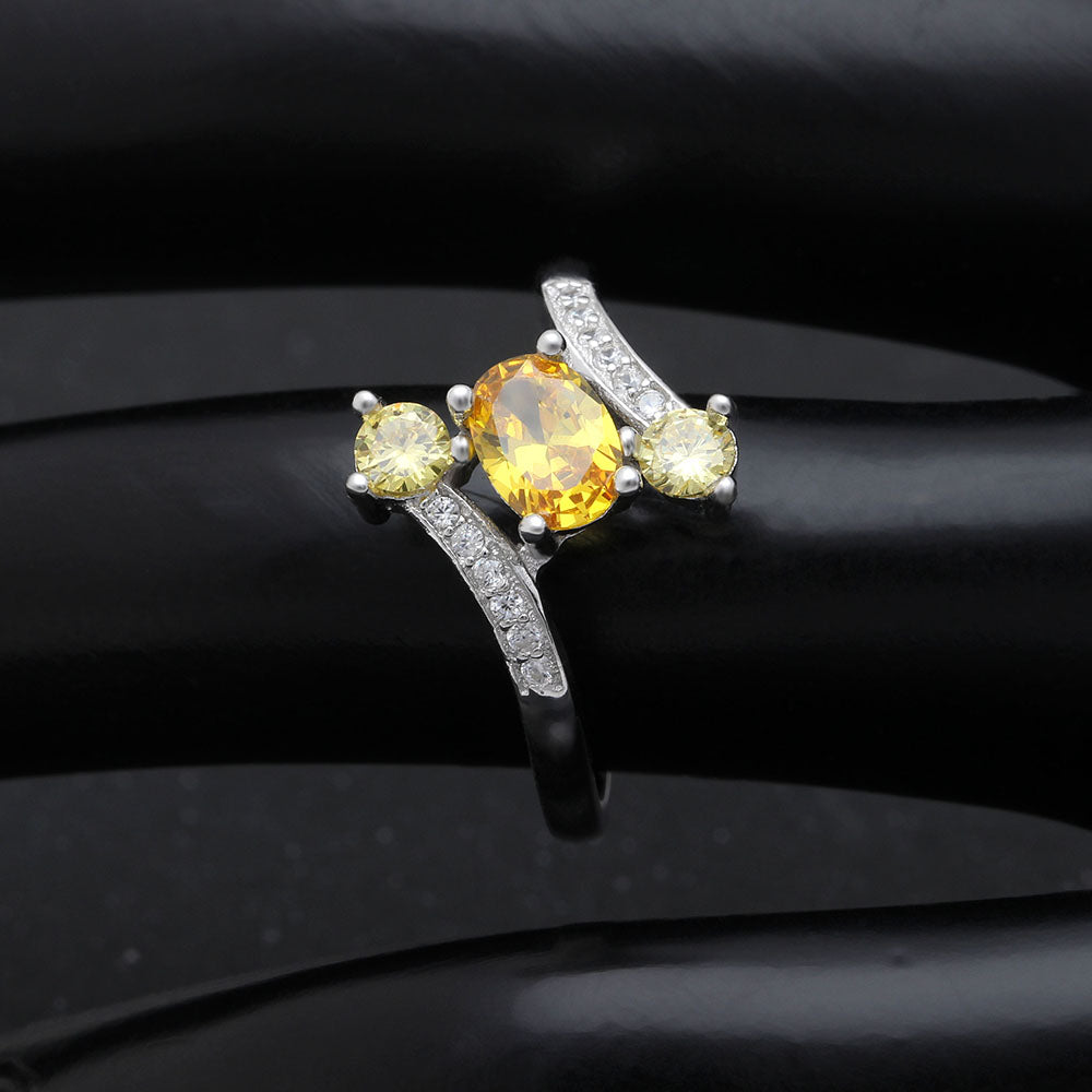 BirthstoneRingforWomenStatementRing3StoneSterlingSilverCzGingerLyneCollection_Yellow-5