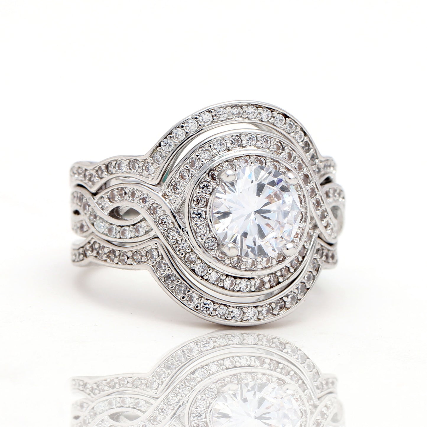 BarbaraWeddingRingSetforWomenHalo3pcEngagementMatchingBandsGingerLyneCollection_Silver-5