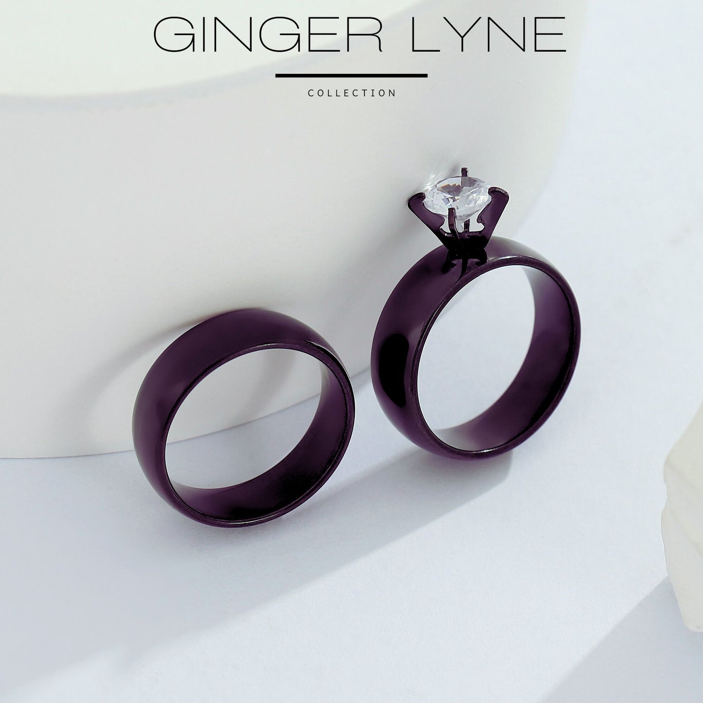 KindallWeddingRingSetforwomenGoldStainlessSteelEngagementRingandBandbyGingerLyne_Black-3