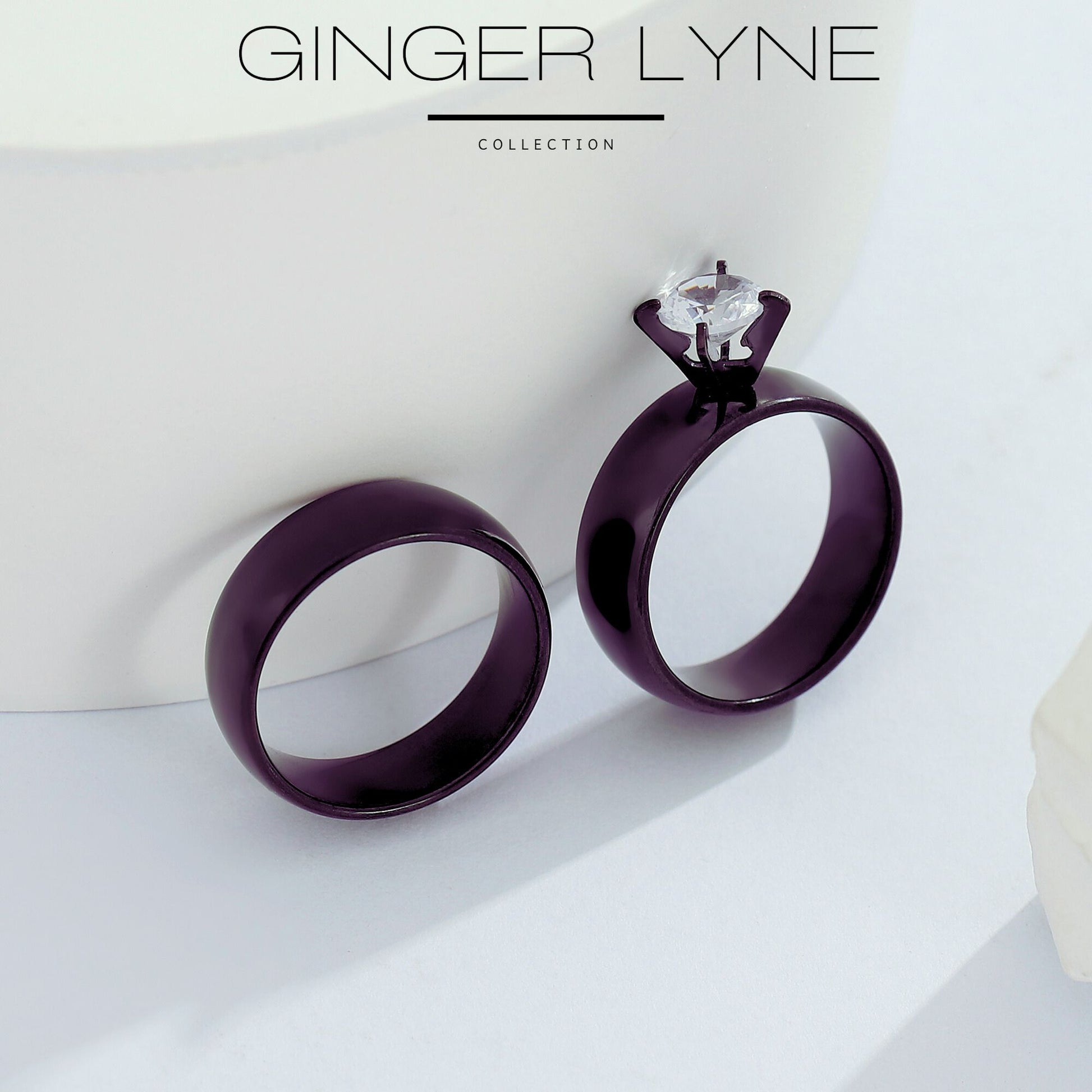 KindallWeddingRingSetforwomenGoldStainlessSteelEngagementRingandBandbyGingerLyne_Black-3
