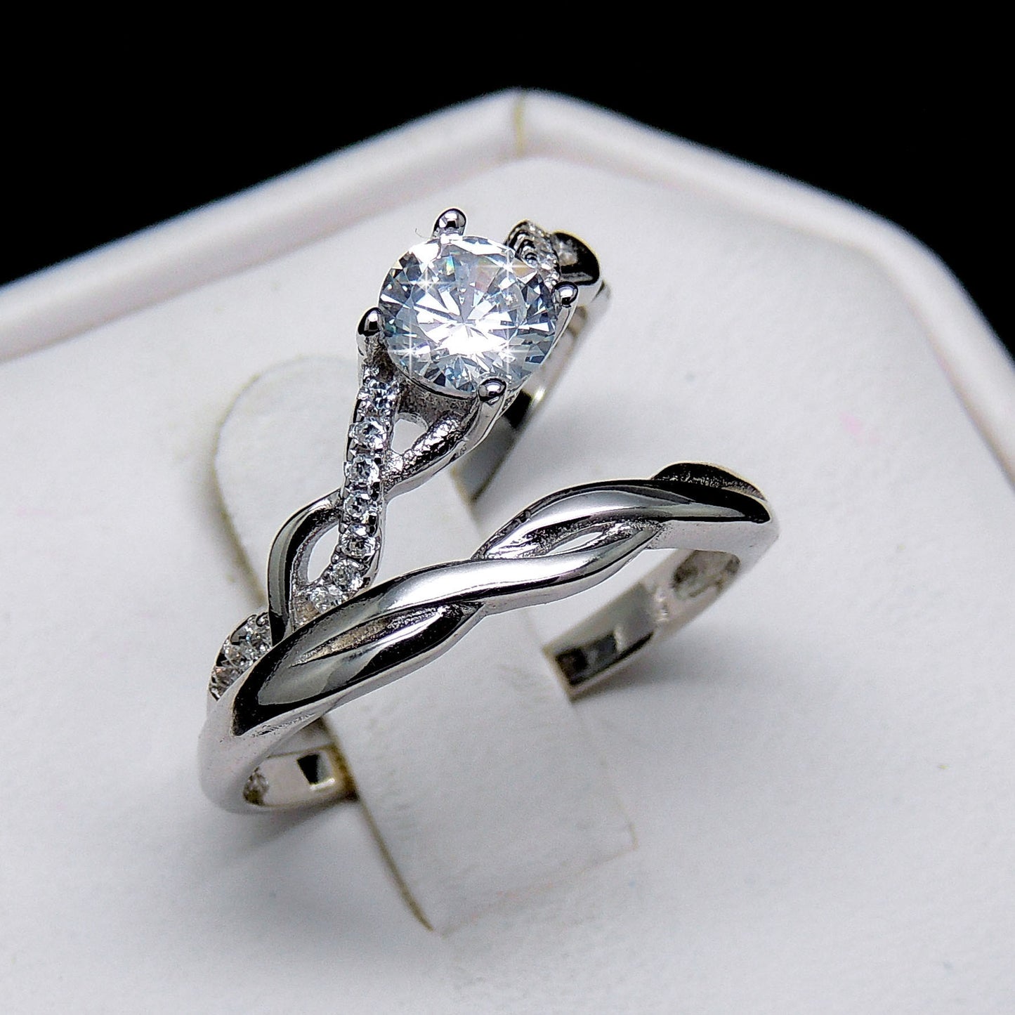 Queena Bridal Set Engagement Ring Cz Sterling Silver Women Ginger Lyne Collection - 10