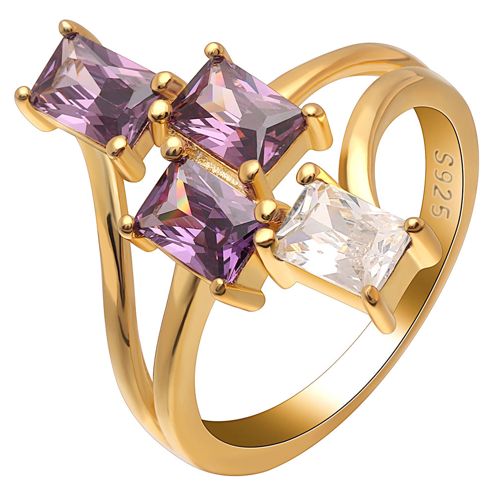 TianaStatementRingBlueCzGoldPlatedSterlingSilverWomensGingerLyneCollection_Purple/Clear-1