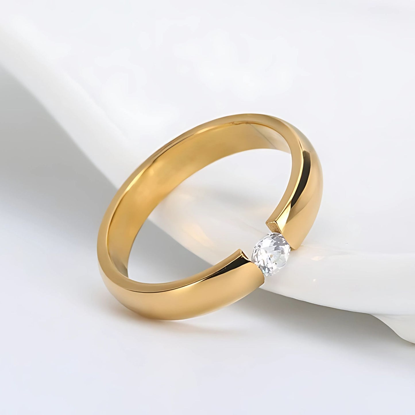 WeddingBandRingforWomenorMenGoldStainlessSteelCrystalGingerLyneCollection_Gold-3