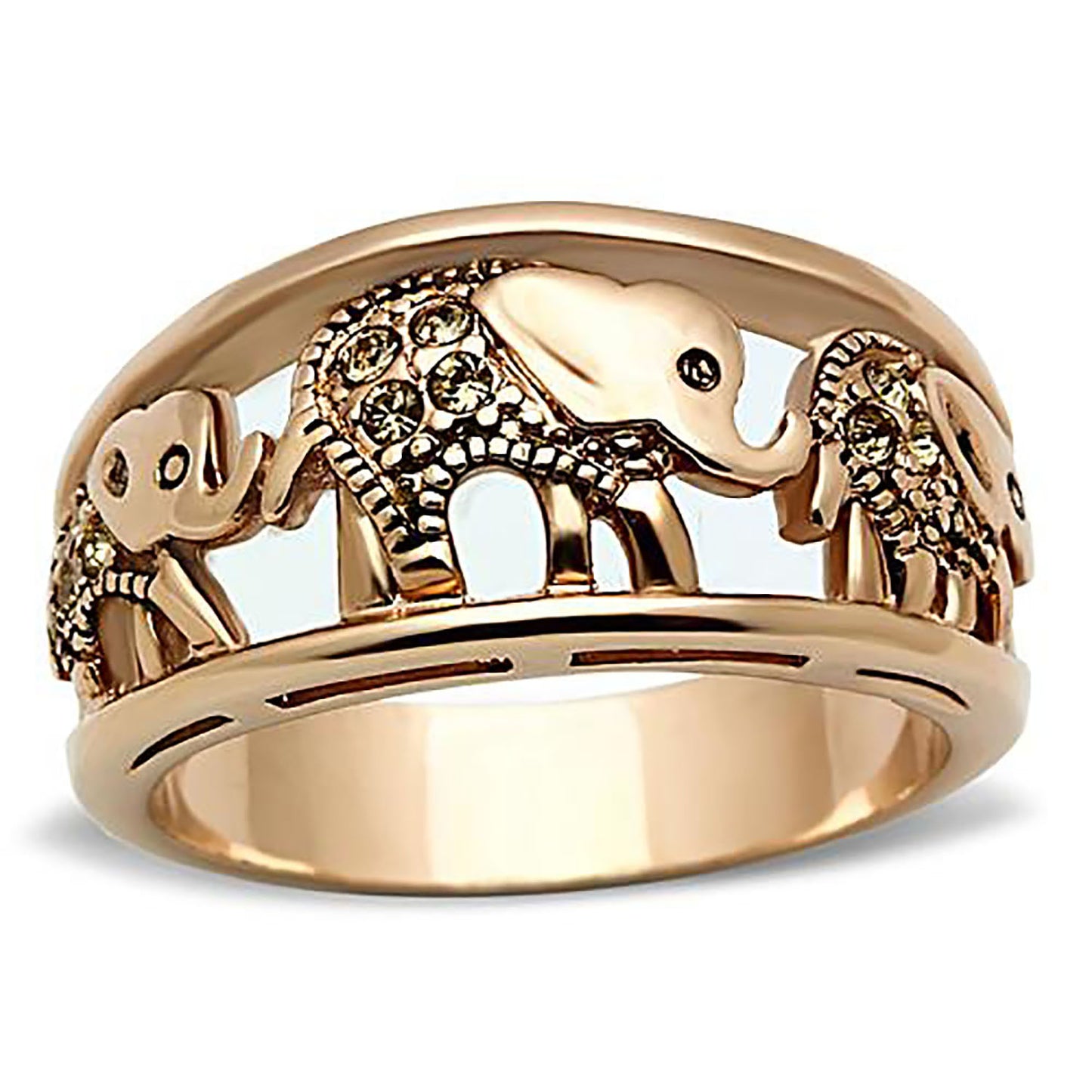 ElephantRingBandRingforWomenRoseGoldPlatedCrystalGingerLyneCollectionSize5_Gold-1