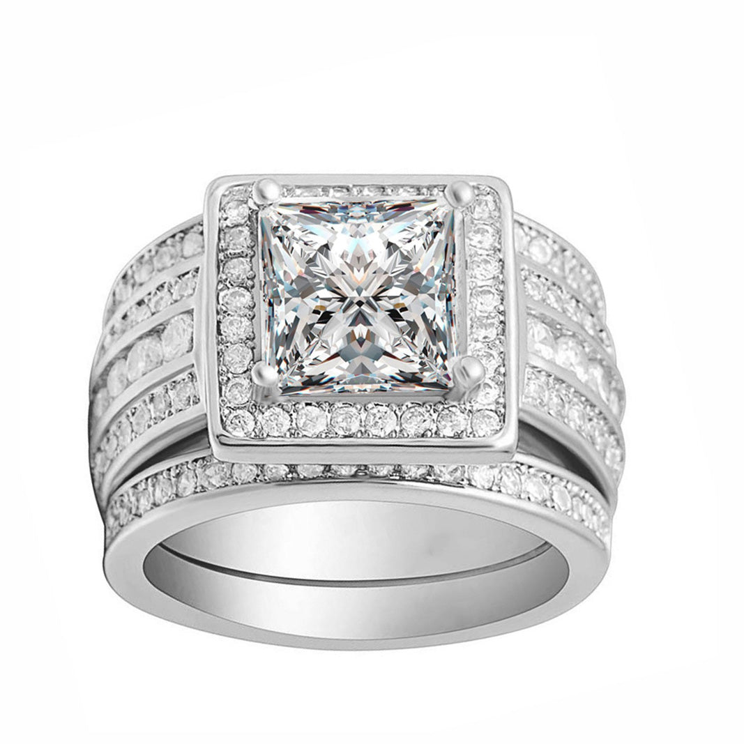 BeverlyHaloWeddingRingSetforWomenCzEngagementMatchingBandsGingerLyneCollection_Silver-1