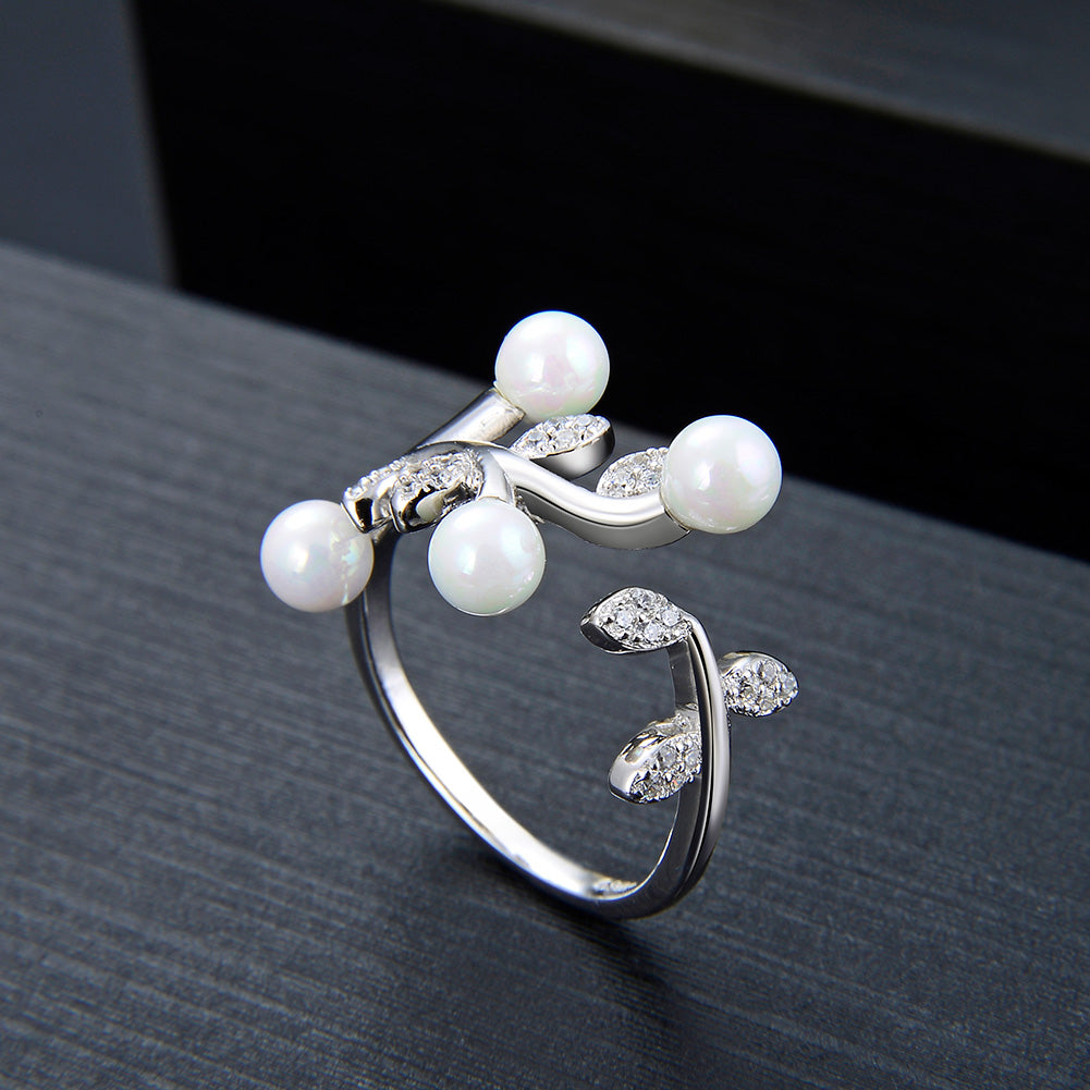 LeafSimulatedPearlAdjustableWrapRingforWomen925SterlingSilverGingerLyneCollection_Silver-3