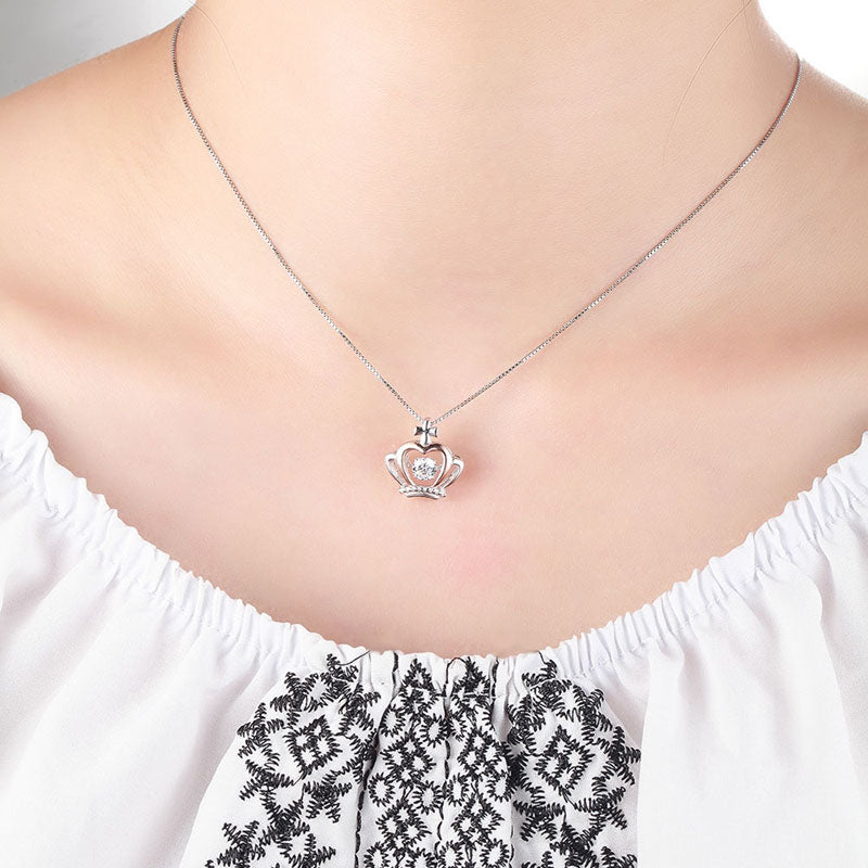 CrownNecklaceforWomenCZPendantandChainTwoToneSterlingSilverGingerLyneCollection_Silver-5