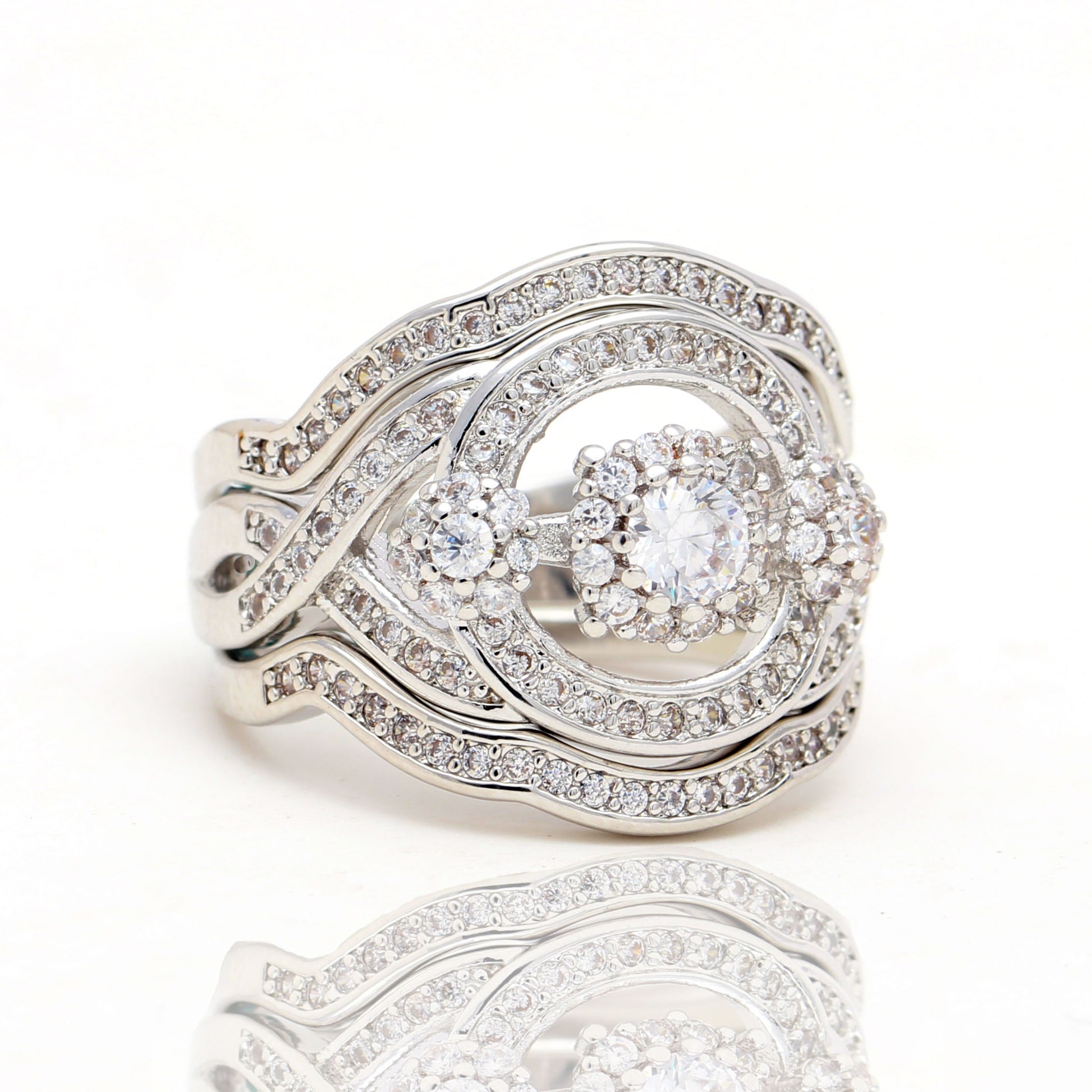 LondonWeddingRingSetforWomen3pcCzBridalEngagementMatchingBandGingerLyneCollection_Silver-4