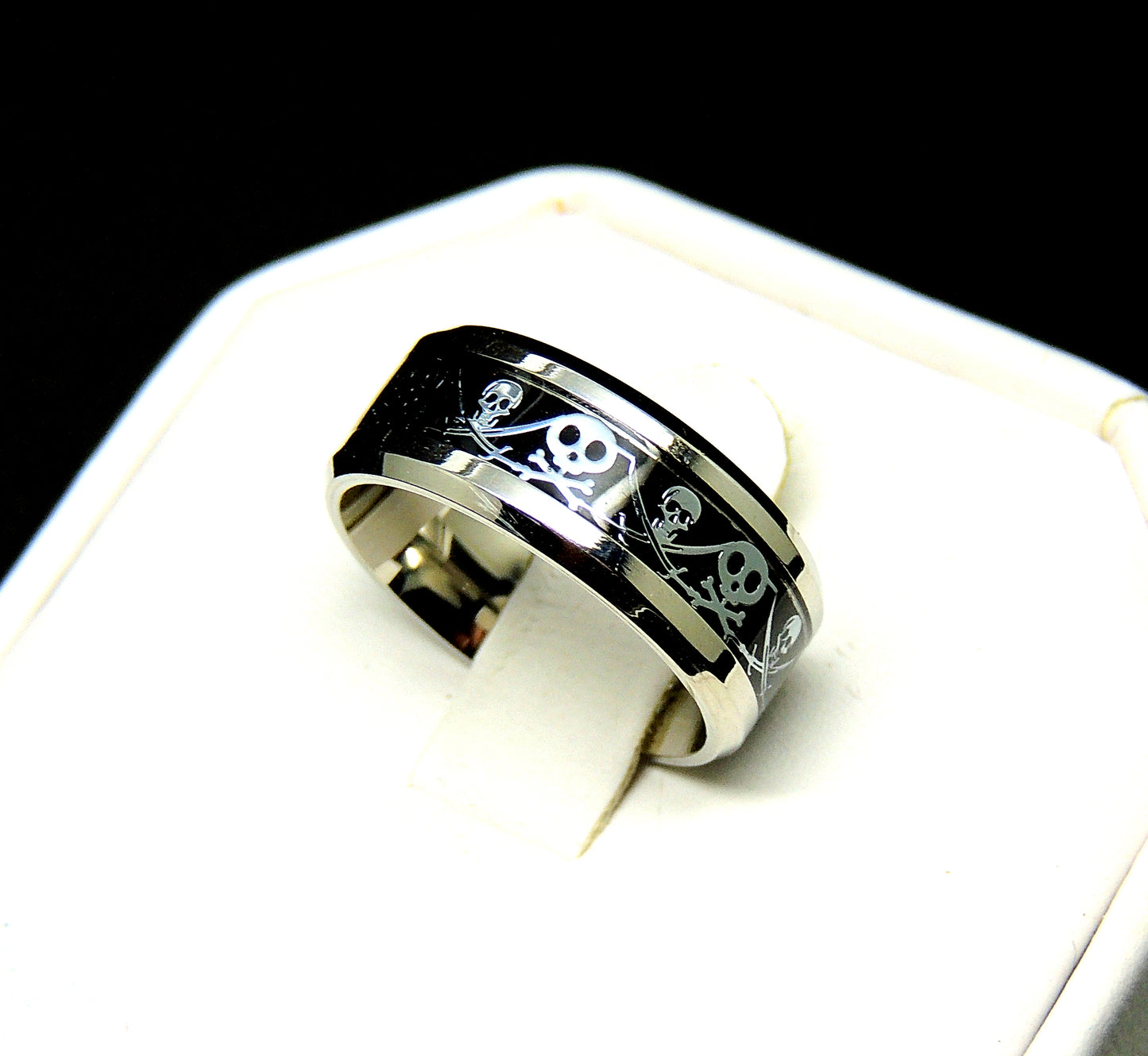 PirateJackWeddingBandforMenStainlessSteelRingforWomenGingerLyneCollection_Black-4
