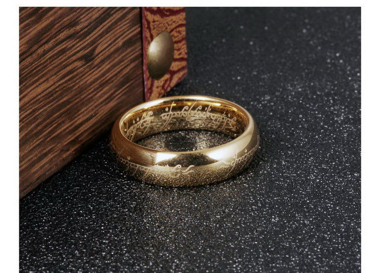 GingerLyneTungstenWeddingBandforMenorWomenLordsOneRingofPowerSilver6mmor4mm_6mmGold-2