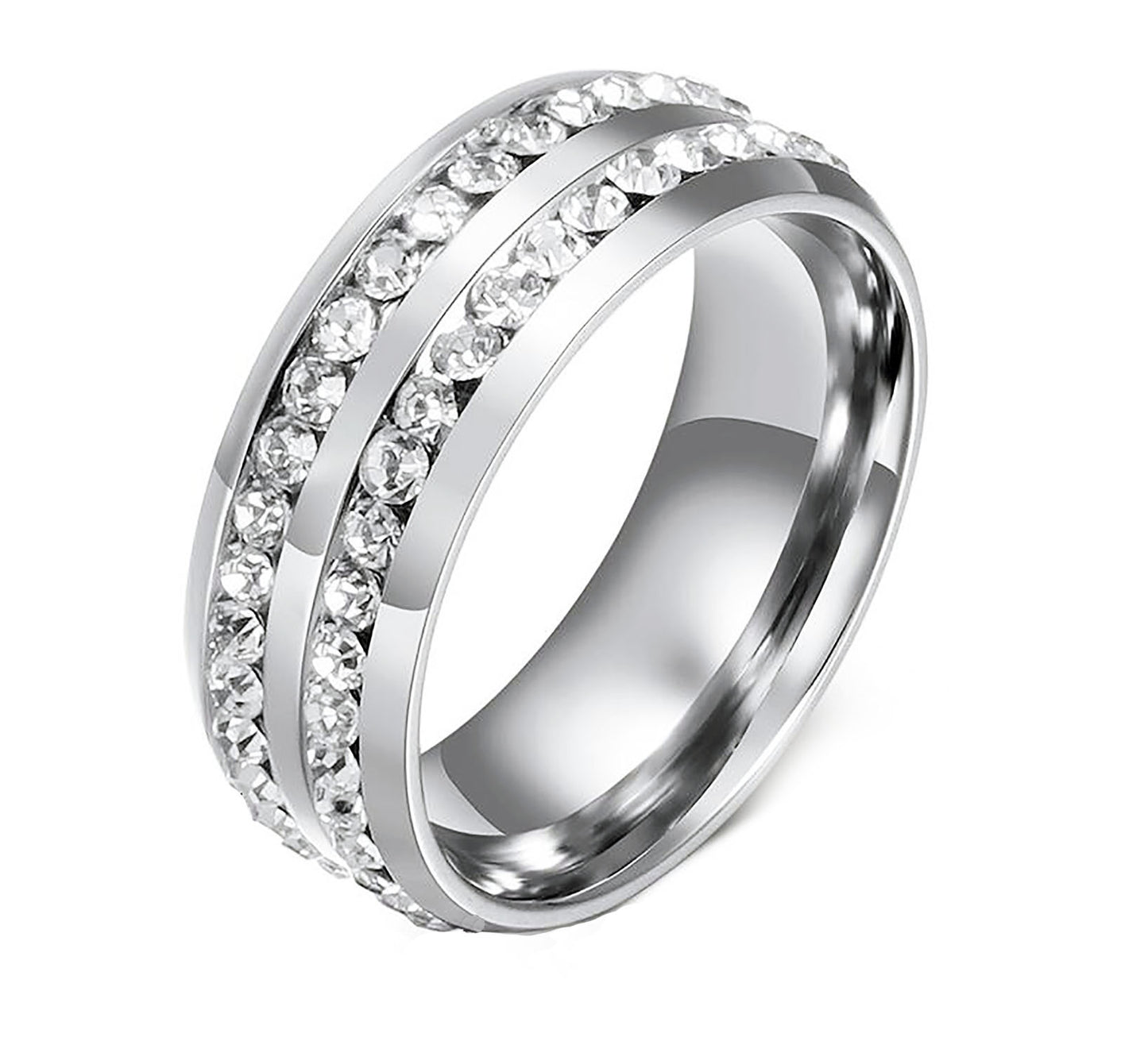TwoRowWeddingBandRingCzEternityMenWomenGingerLyneCollection_Silver-1