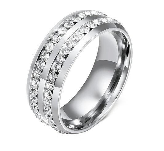 TwoRowWeddingBandRingCzEternityMenWomenGingerLyneCollection_Silver-1