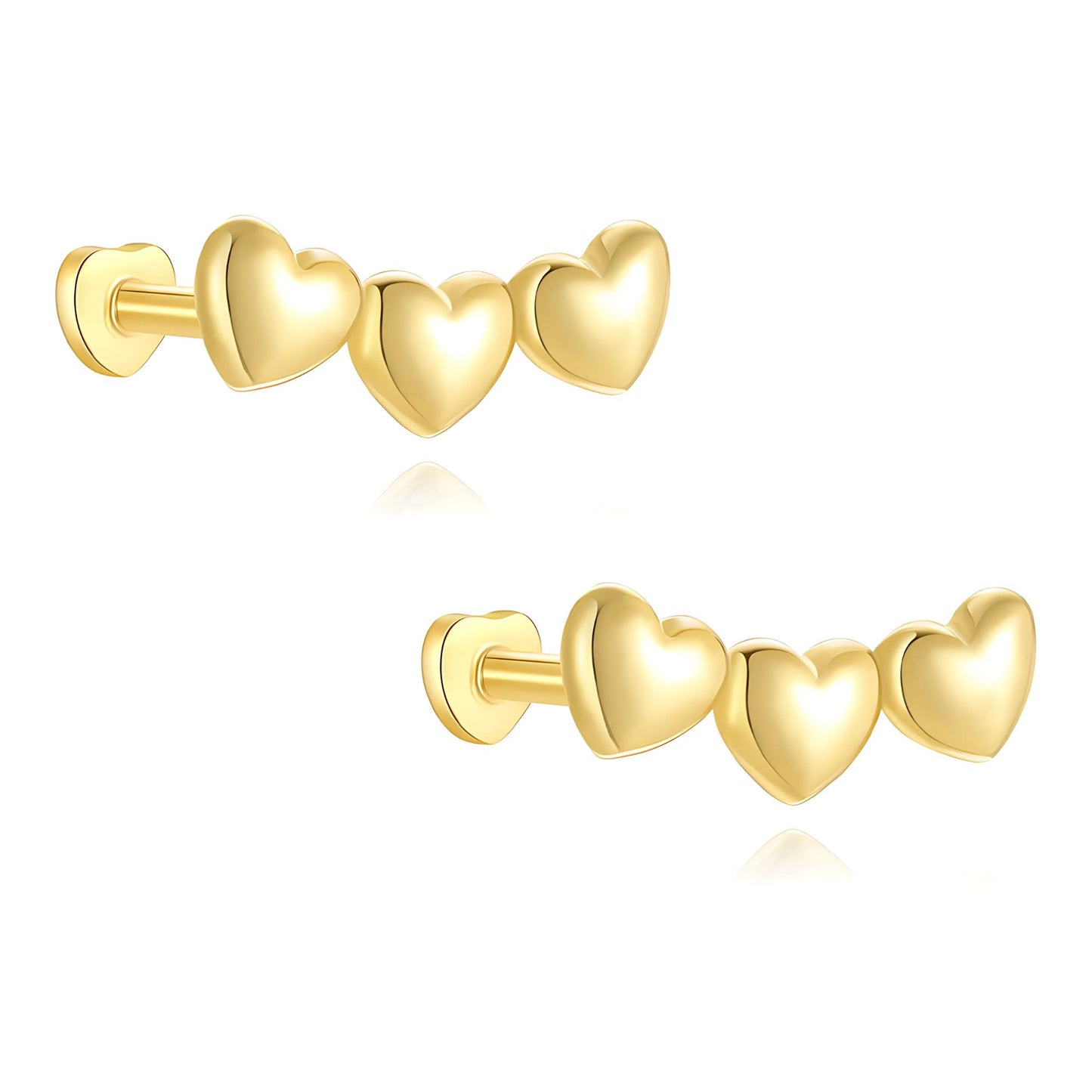 HeartCrawlerFlatBackEarringsforCartilageHelixTragusLobeGoldoverSterlingSilverStudsPairbyGingerLyne_Gold-1