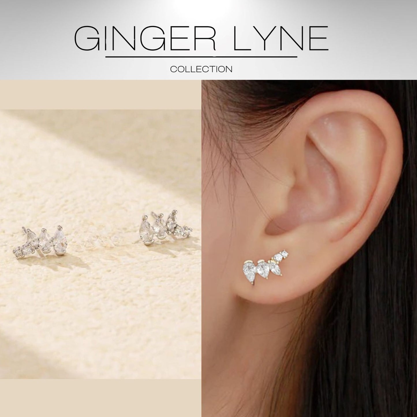 PearCZEarringsGraduatedCubicZirconiaSterlingSilver1pairbyGingerLyneCollection_Silver-3