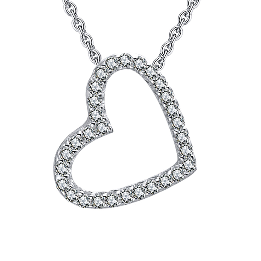 SideDropHeartPendantNecklaceforWomenSterlingSilverCzGingerLyneCollection_Silver-1