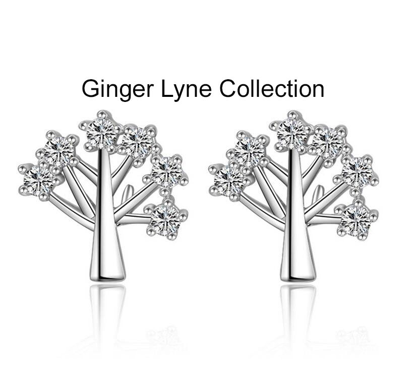 TreeofLifeStudEarringsCzPlatedWomensGingerLyneCollection_Silver-5