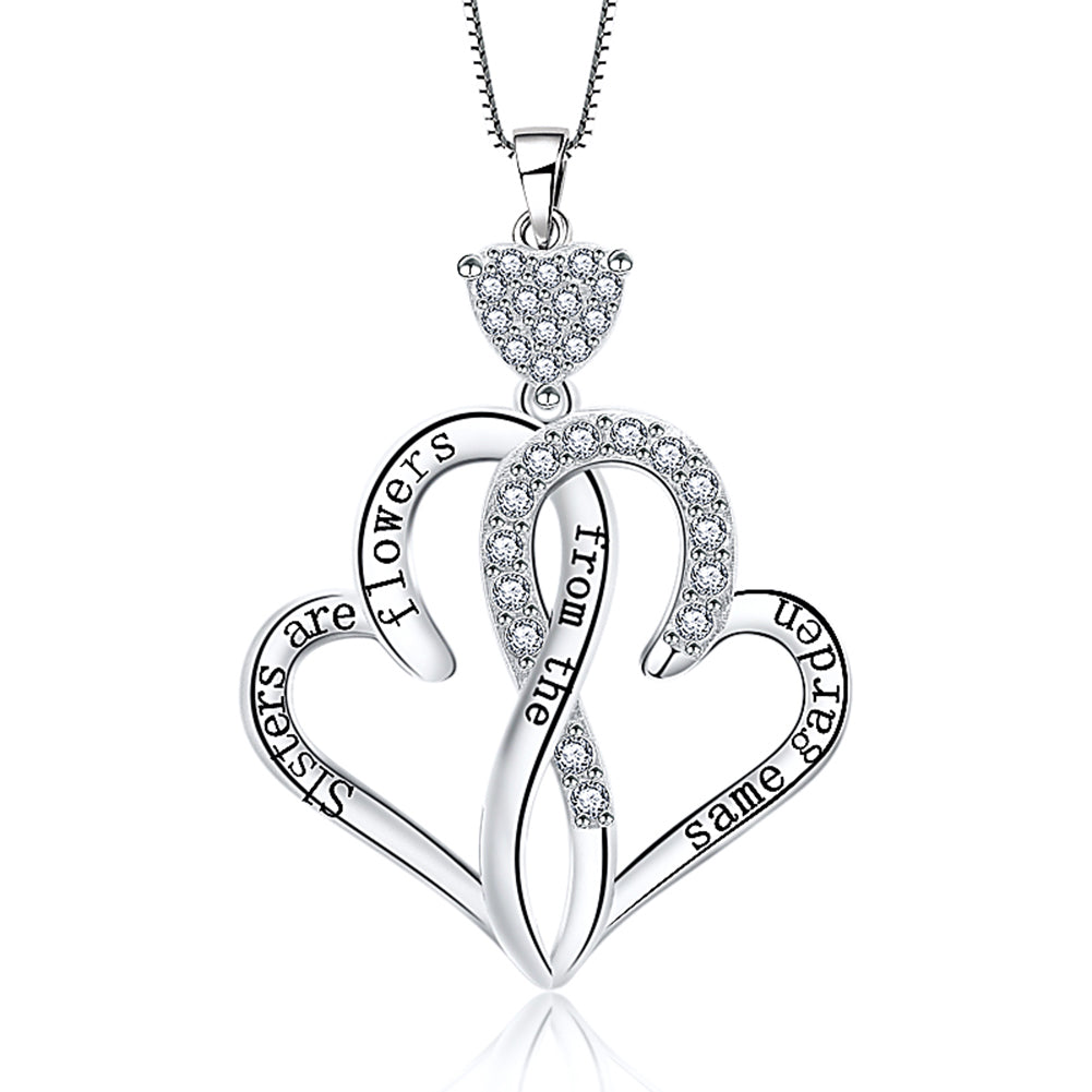 GingerLynePendantNecklaceforWomenSterlingSilverCzSisterHearts_SisterGarden-1