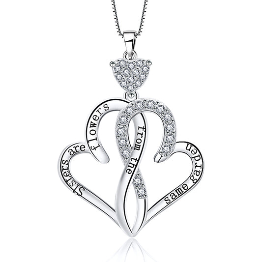 GingerLynePendantNecklaceforWomenSterlingSilverCzSisterHearts_SisterGarden-1