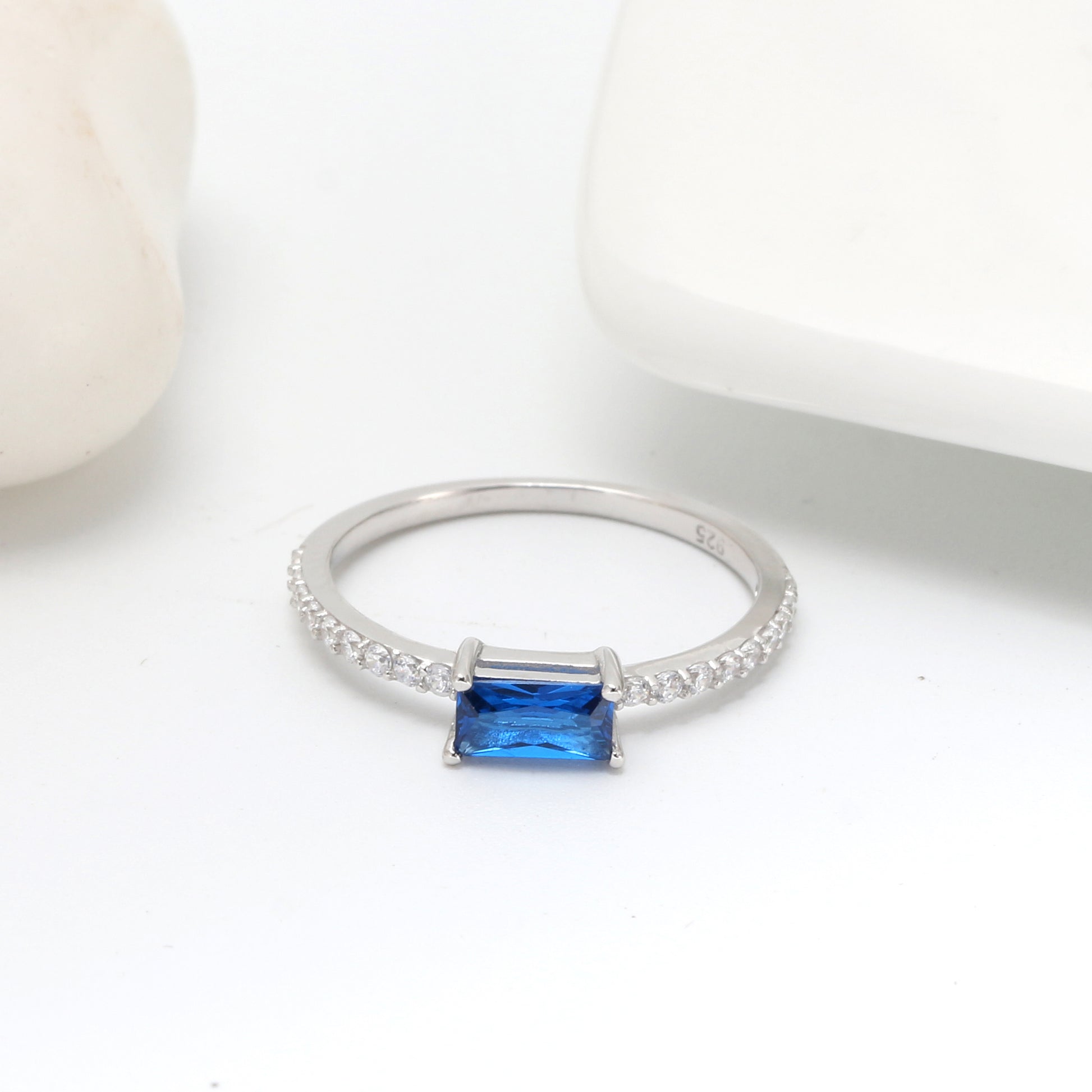 EngagementRingforWomenEmeraldCutBlueCzSterlingSilverGingerLyneCollection_Blue-2