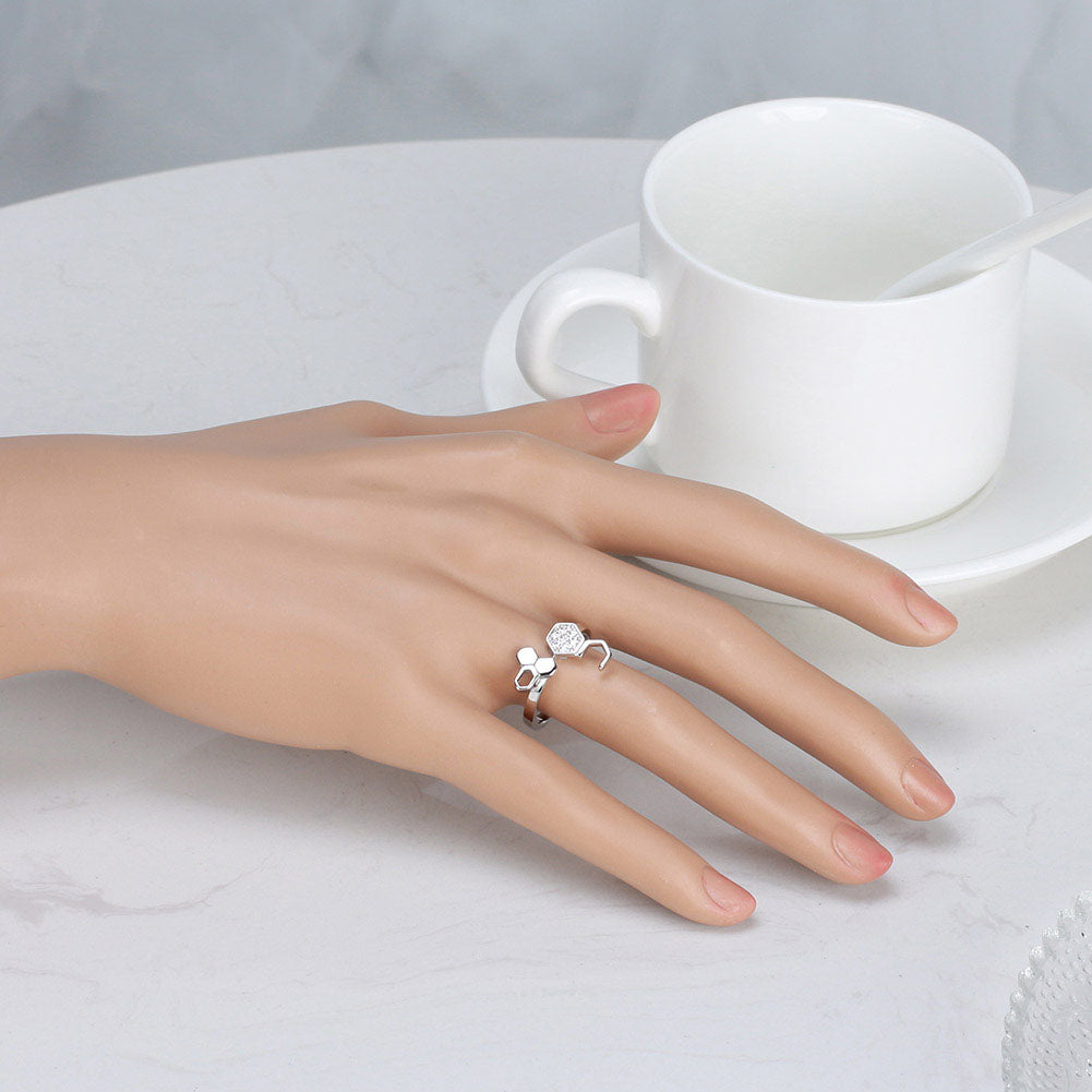 HoneycombRingforWomenCzSterlingSilverBeeJewelryGingerLyneCollection_Silver-4