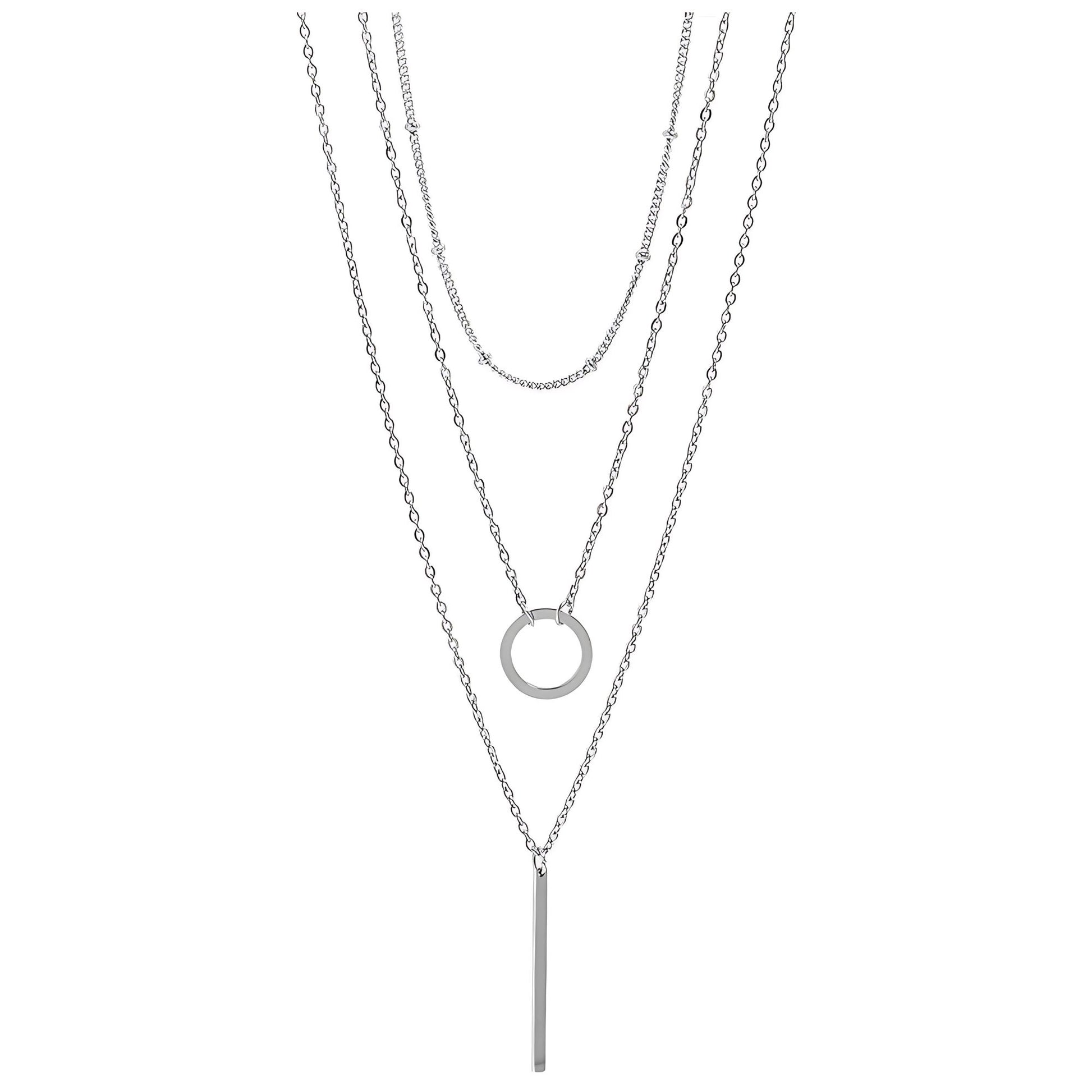 LayeredBoxBeadandBarPendantChainNecklaceforWomenbyGingerLyneSilverToneStainlessSteel_Silver-1