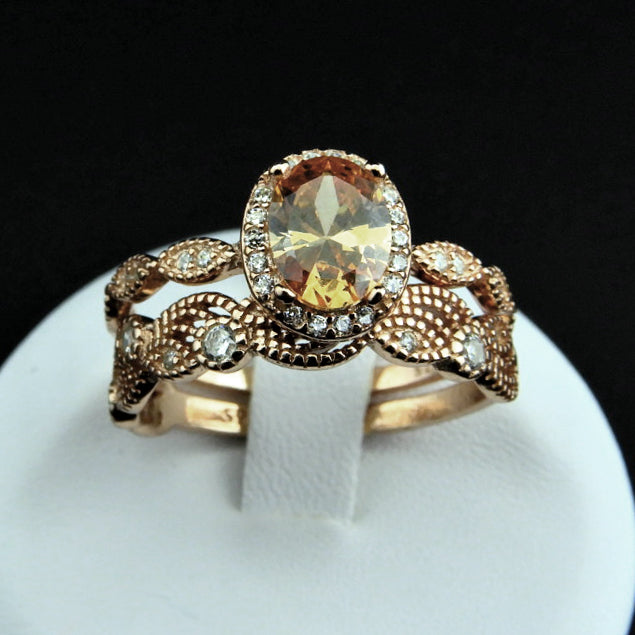 AmaraWeddingRingSetforWomenSterlingSilverCzEngagementRingWeddingBandGingerLyneCollection_RoseGold-2