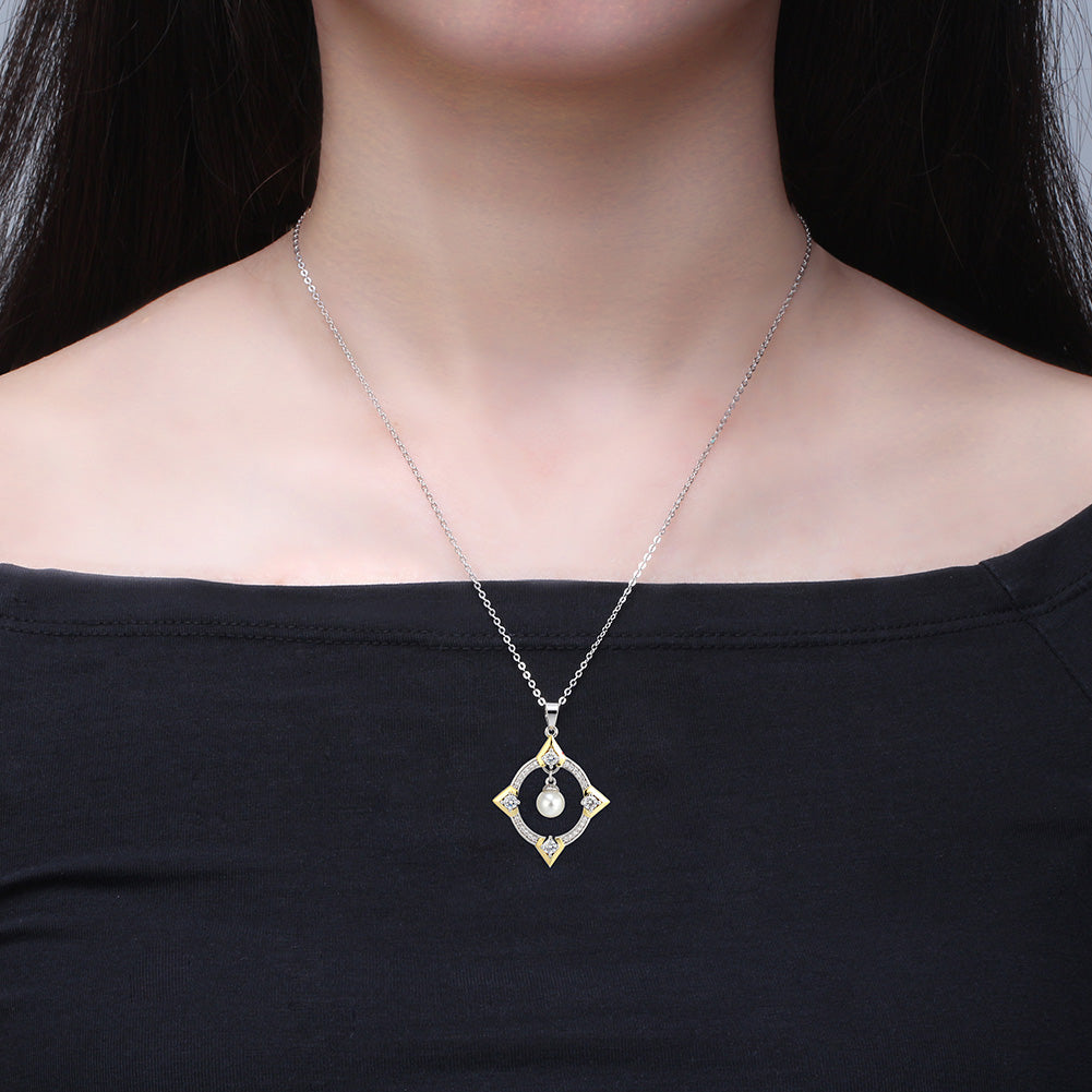 WindowPatternPendantNecklaceforWomenDanglePearlCuGingerLyneCollection_Silver-3
