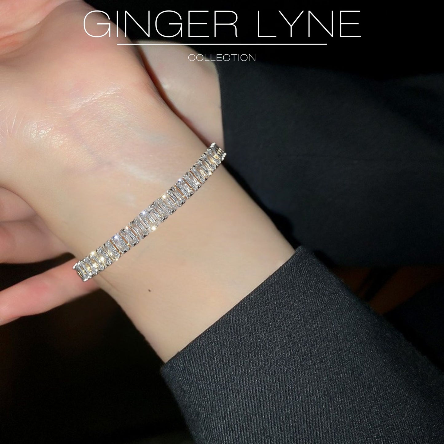 CZTennisBraceletforWomenAdjustableChainSlideBeadWhiteGoldPlatedGingerLyneCollection_Clear-2