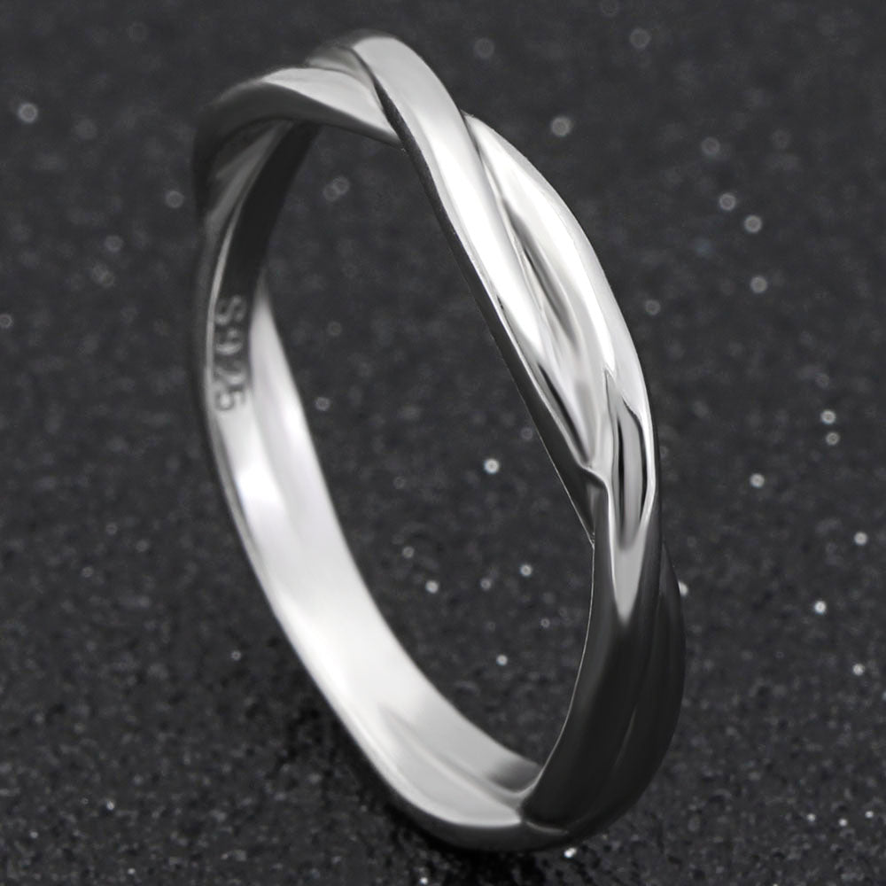 AuroraWeddingBandRingWomenMenTwistSterlingSilverGingerLyneCollection_Silver-5