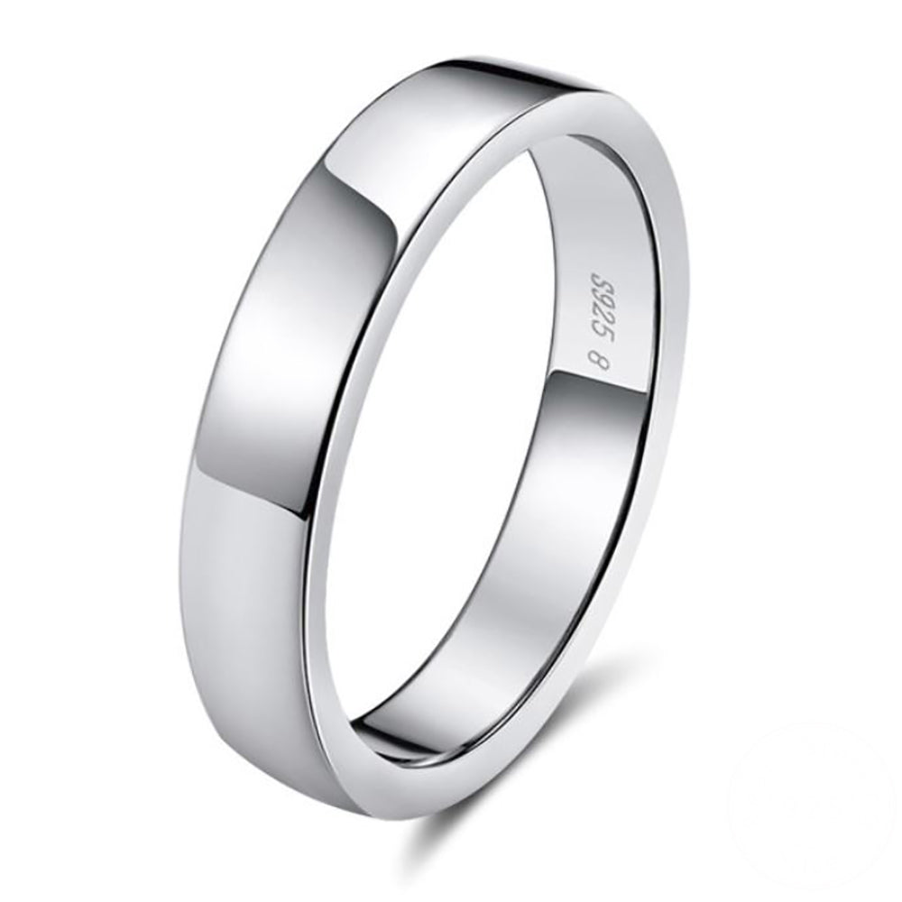 WeddingBandRingforMenorWomenPlain4mmSterlingSilverSize8GingerLyneCollection_Silver-1