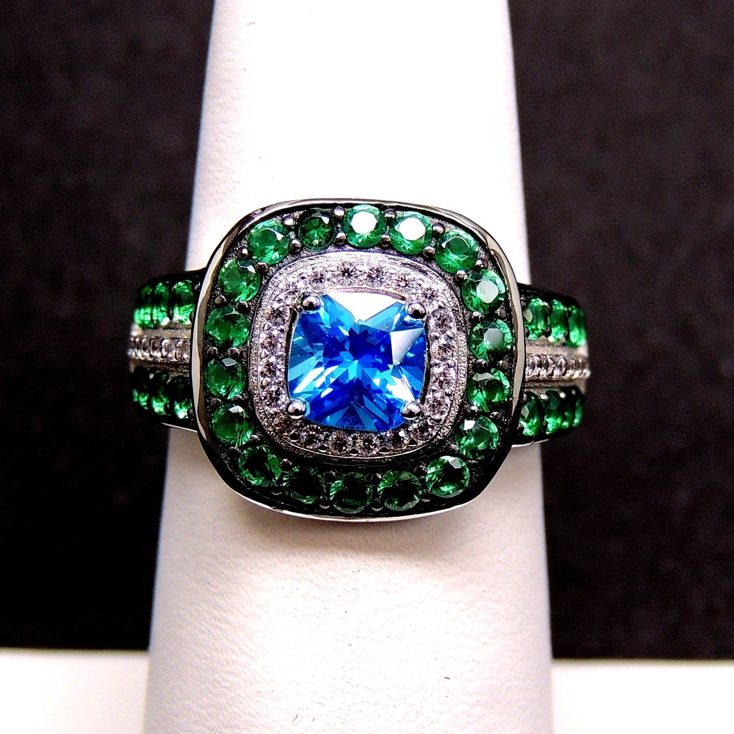 HollieStatementRingHaloGreenBlueCzSterlingSilverWomensGingerLyneCollectionSize6_Green-3
