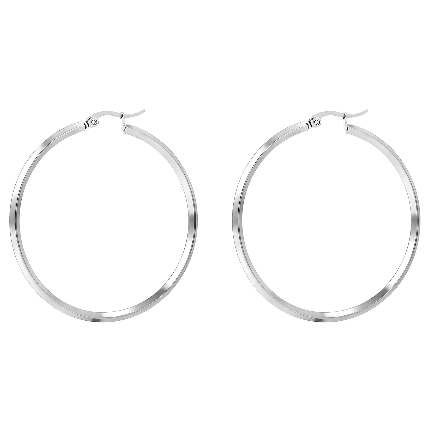 LargePlainHoopEarringsforWomenSilverToneStainlessSteelGingerLyneCollection_50mm-Silver-1