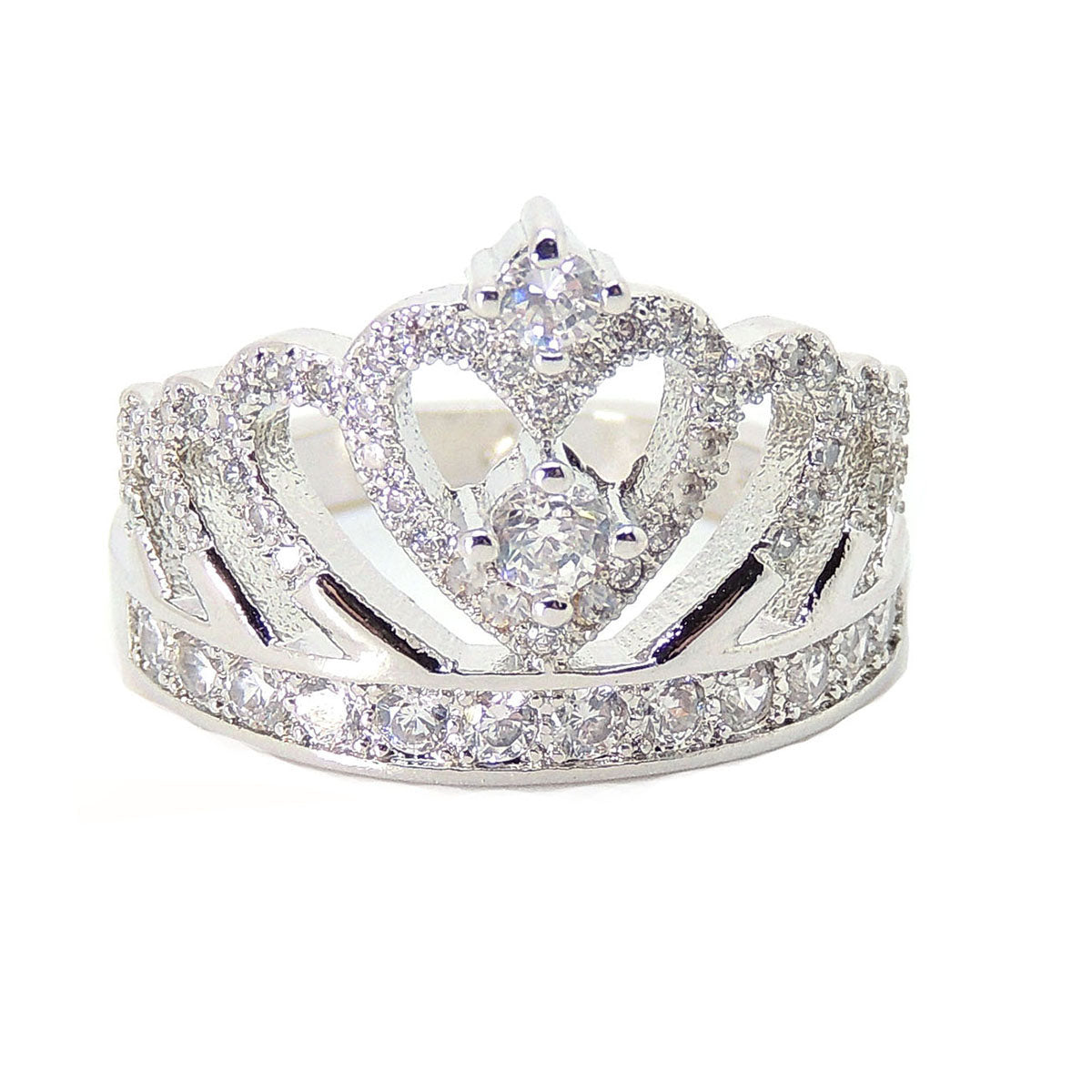 MonaEngagementRingCrownCubicZirconiaPlatedWomensGingerLyneCollection_Silver-1