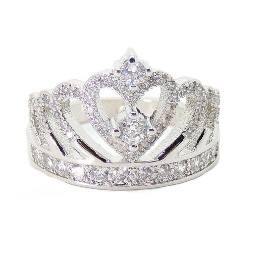 MonaEngagementRingCrownCubicZirconiaPlatedWomensGingerLyneCollection_Silver-1