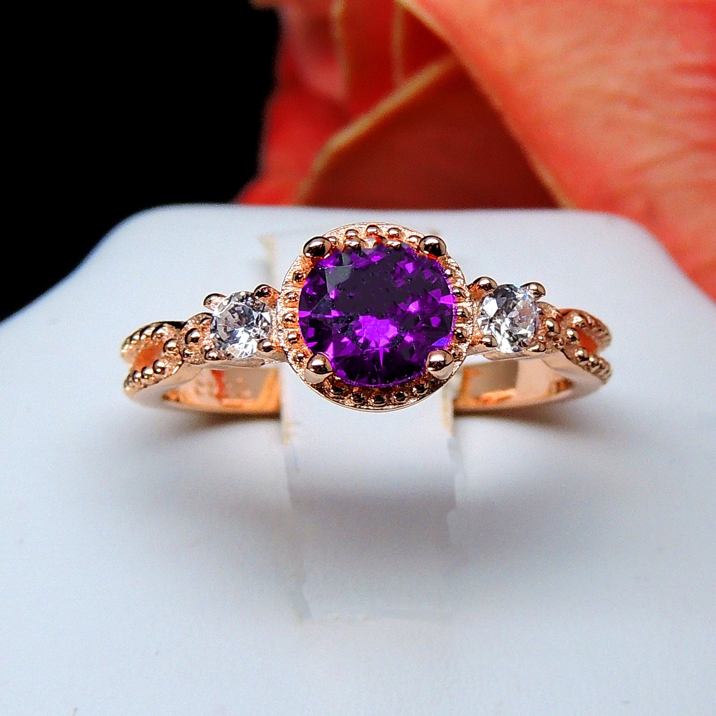 AlexandraBirthstoneRingRoseGoldSterlingSilverPurpleCZWomensGingerLyneCollection_Purple-3