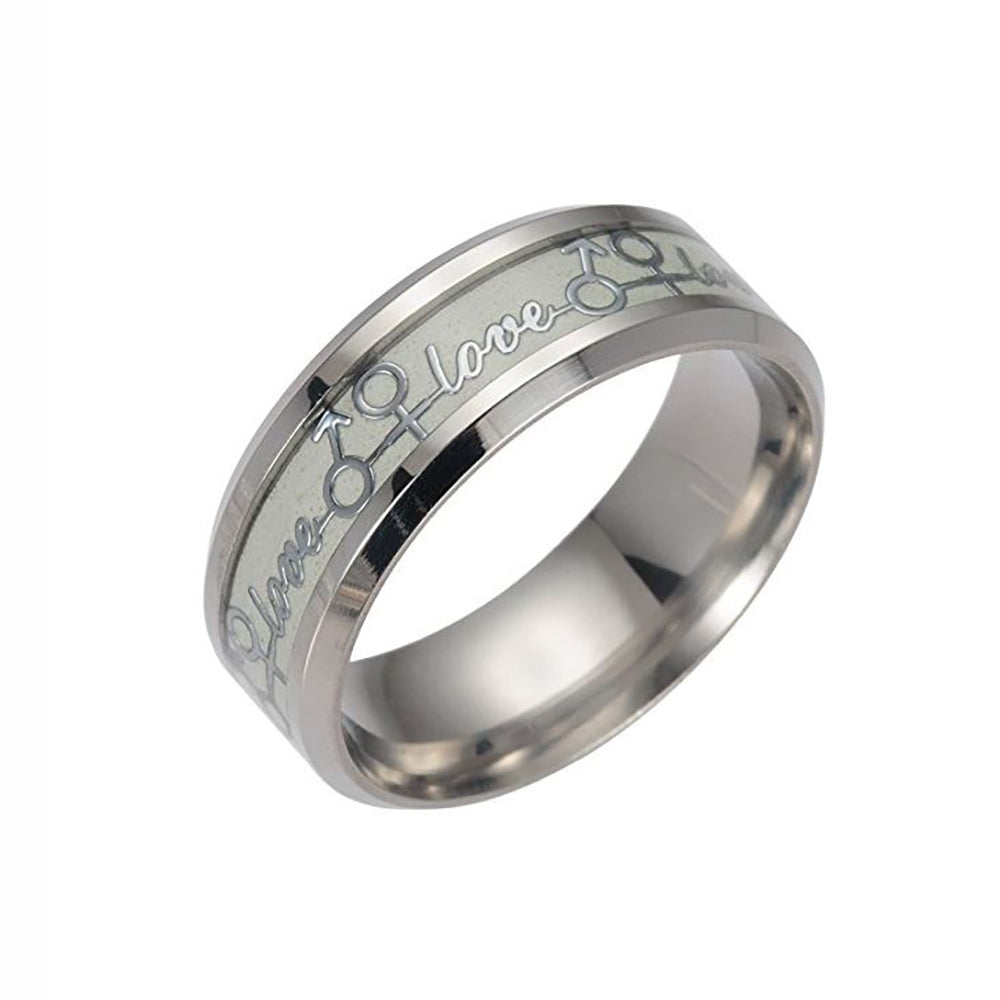 LoveGlowInDarkWeddingBandRingStainlessSteelMenWomenGingerLyneCollection_Green-1