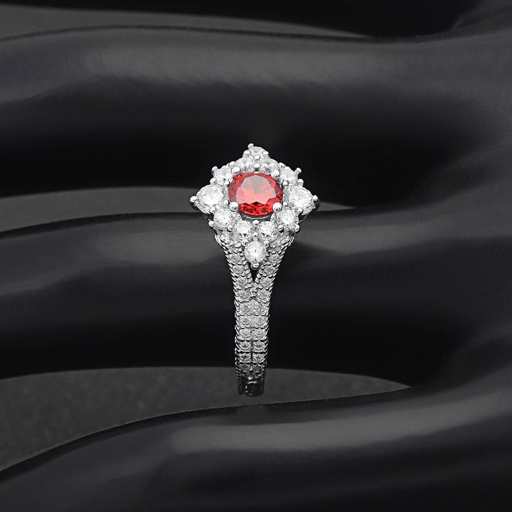 SelenaEngagementRingSterlingSilverCzClusterWomensGingerLyneCollection_Red-4