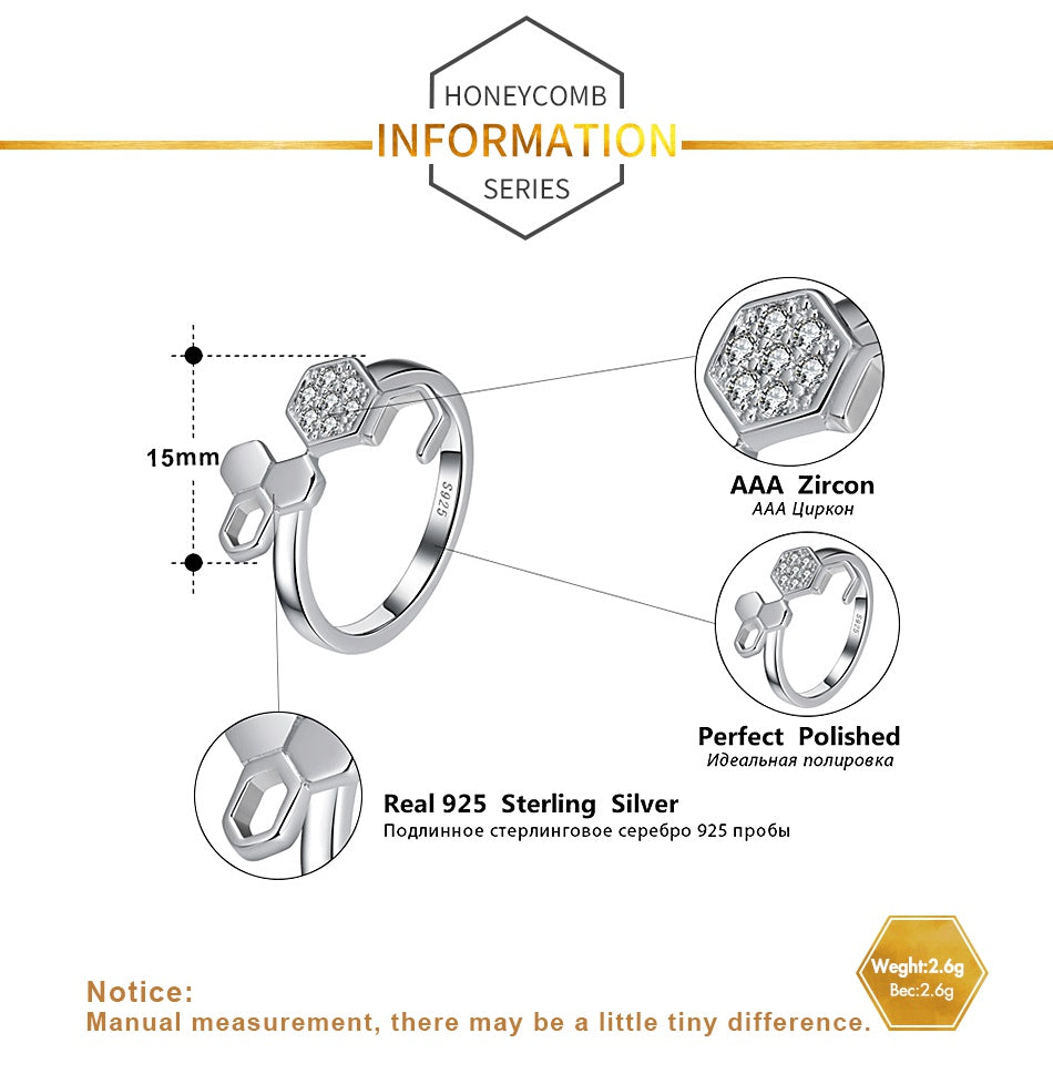 HoneycombRingforWomenCzSterlingSilverBeeJewelryGingerLyneCollection_Silver-5