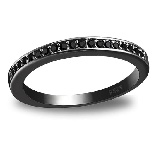 VictoriaAnniversaryBandRingSterlingSilverCzWomensGingerLyneCollection_BlackBlack-1