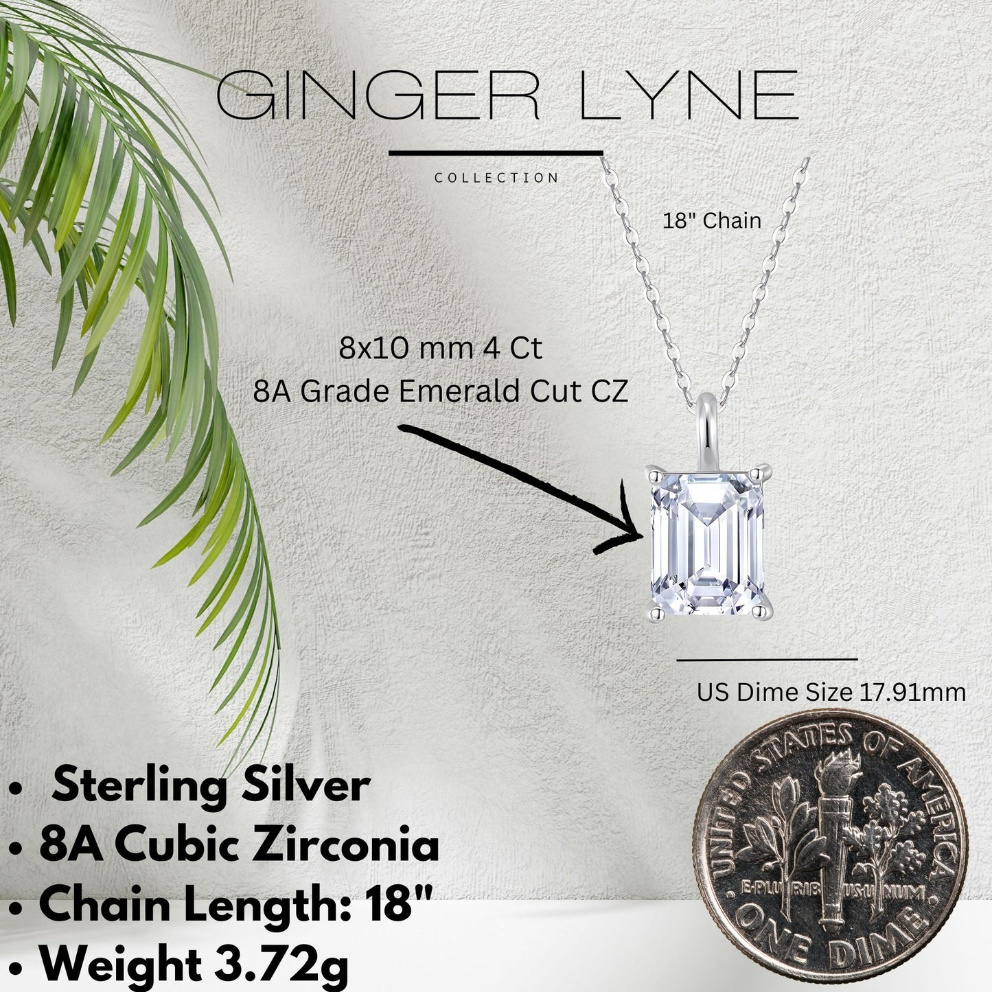 EmeraldCutSolitaireNecklaceforWomenSterlingSilver4CtCubicZirconia18"ChainGingerLyne_Silver-5