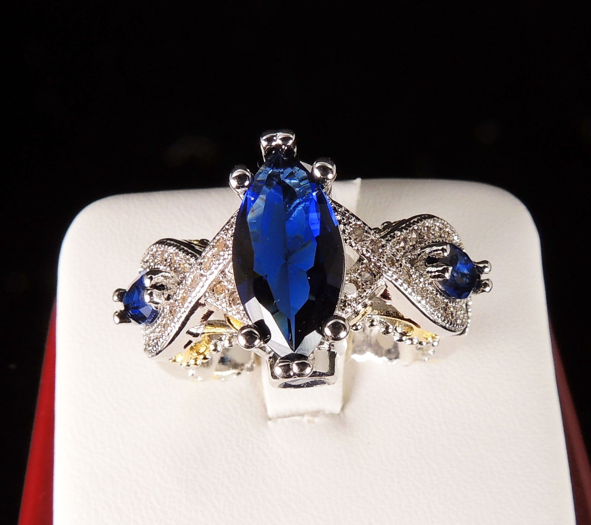 ElizabethBlueCzMarquiseBridalEngagementRingWomenGingerLyneCollectionSize6_Blue-3