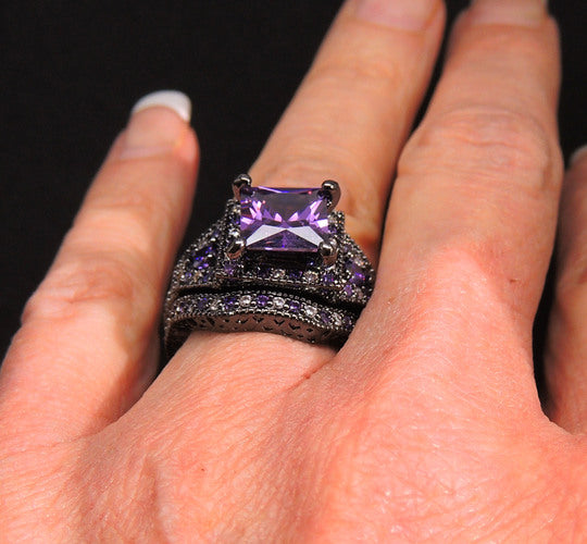 DanielleWeddingRingSetforWomenCzBlueEngagementRingBandGingerLyneSize6_Blue-4