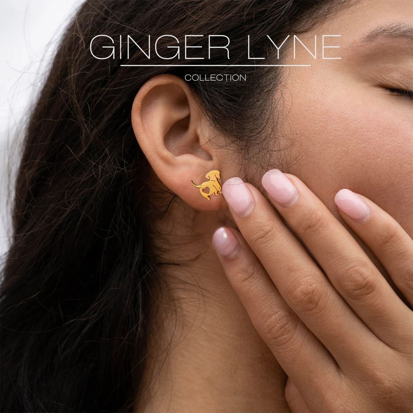 DachshundDogEarringsforWomenDoxieLovePuppyStainlessSteelStudByGingerLyne_Gold-6