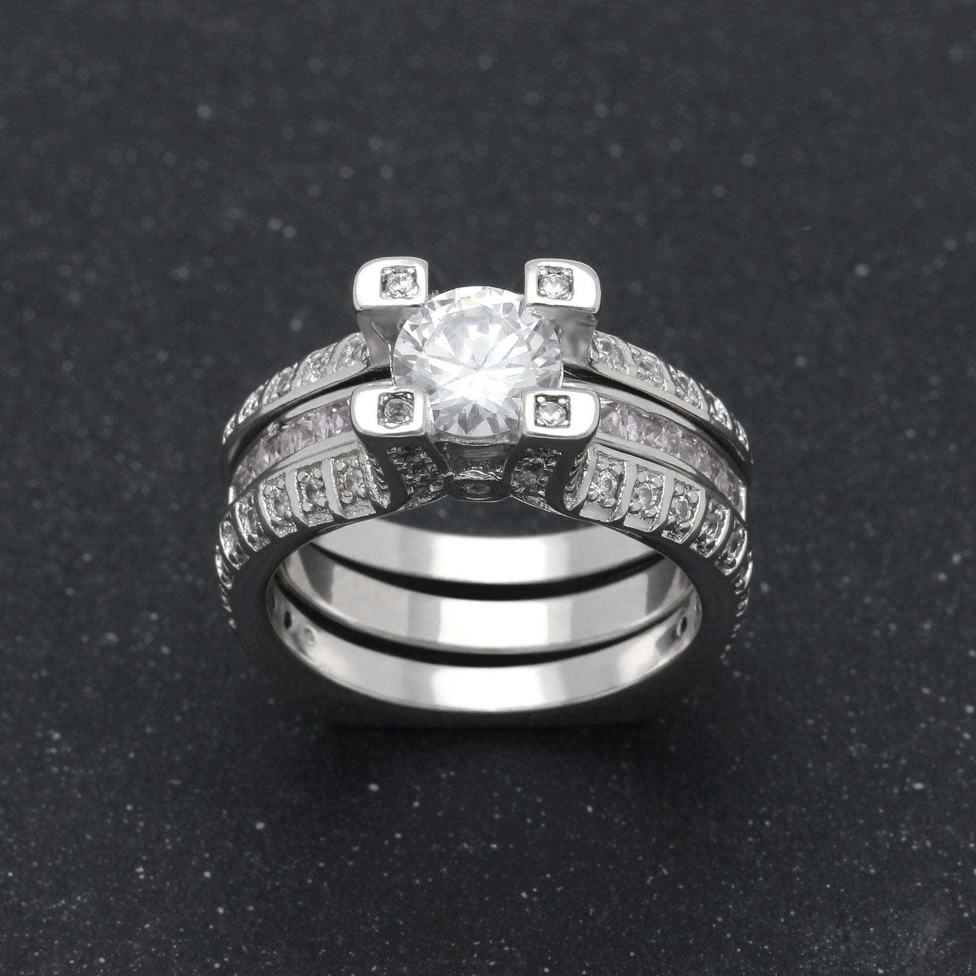 SkylarWeddingRingSetforWomenEngagementRingandMatchingBandCzGingerLyneCollection_Clear-5