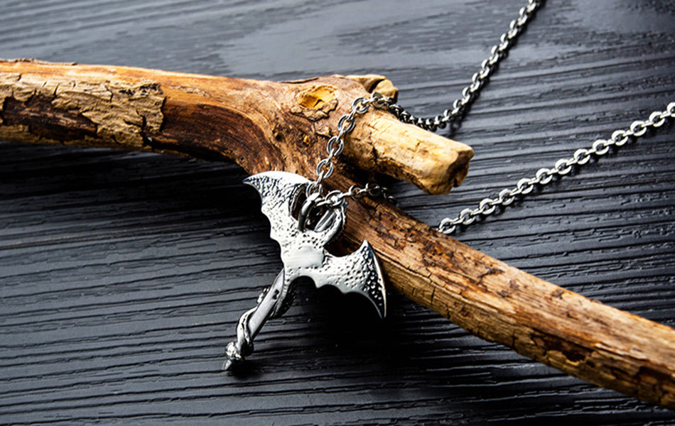 DragonDaggerNecklaceforMenorWomenStainlessSteelBikerGothGingerLyneCollection_Silver-2