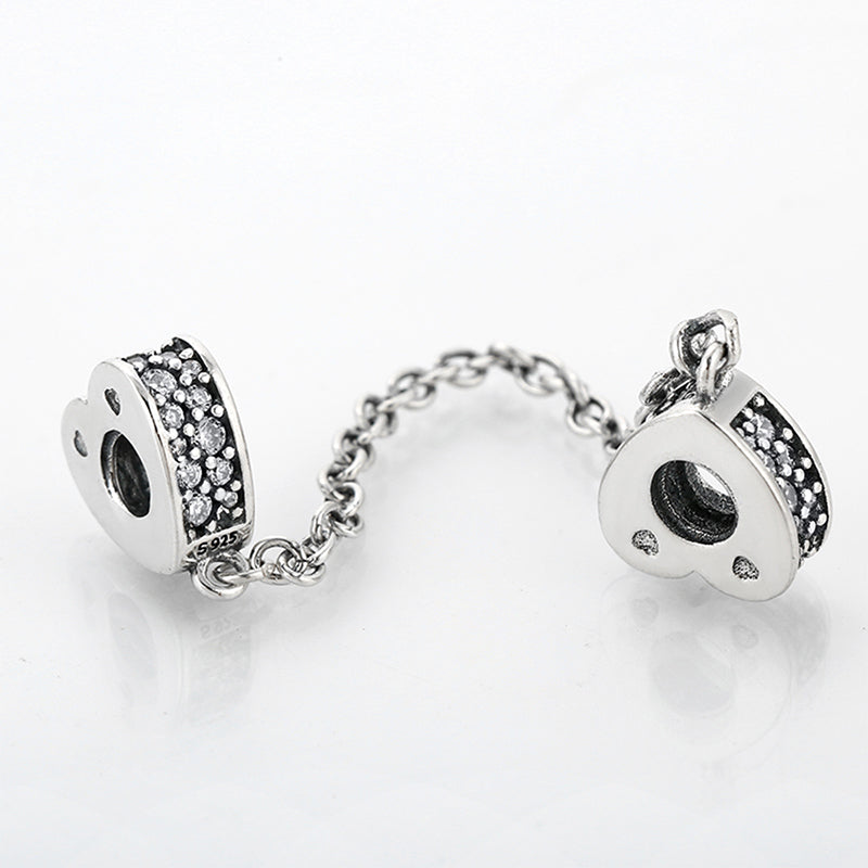 DoubleHeartCharmforWomenSterlingSilverChainCZEuropeanBeadforBraceletGingerLyneCollection_Silver-2