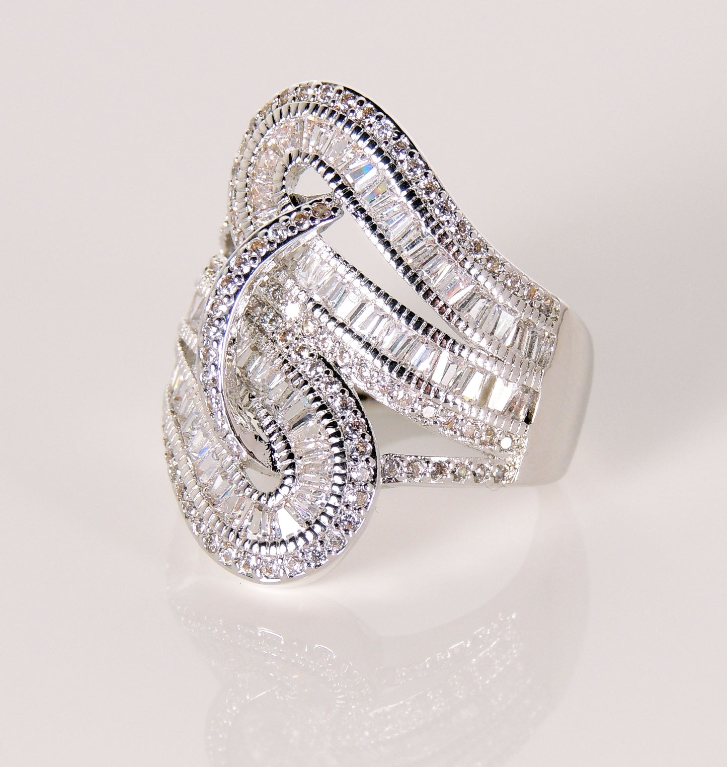 PriscillaStatementRingBaguetteCubicZirconiaWomensGingerLyneCollection_Silver-6